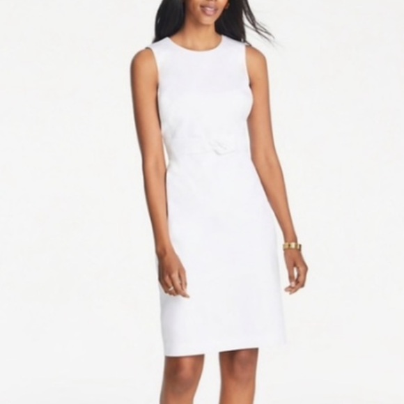 ann taylor sheath dress knot waist in white - Picture 3 of 9